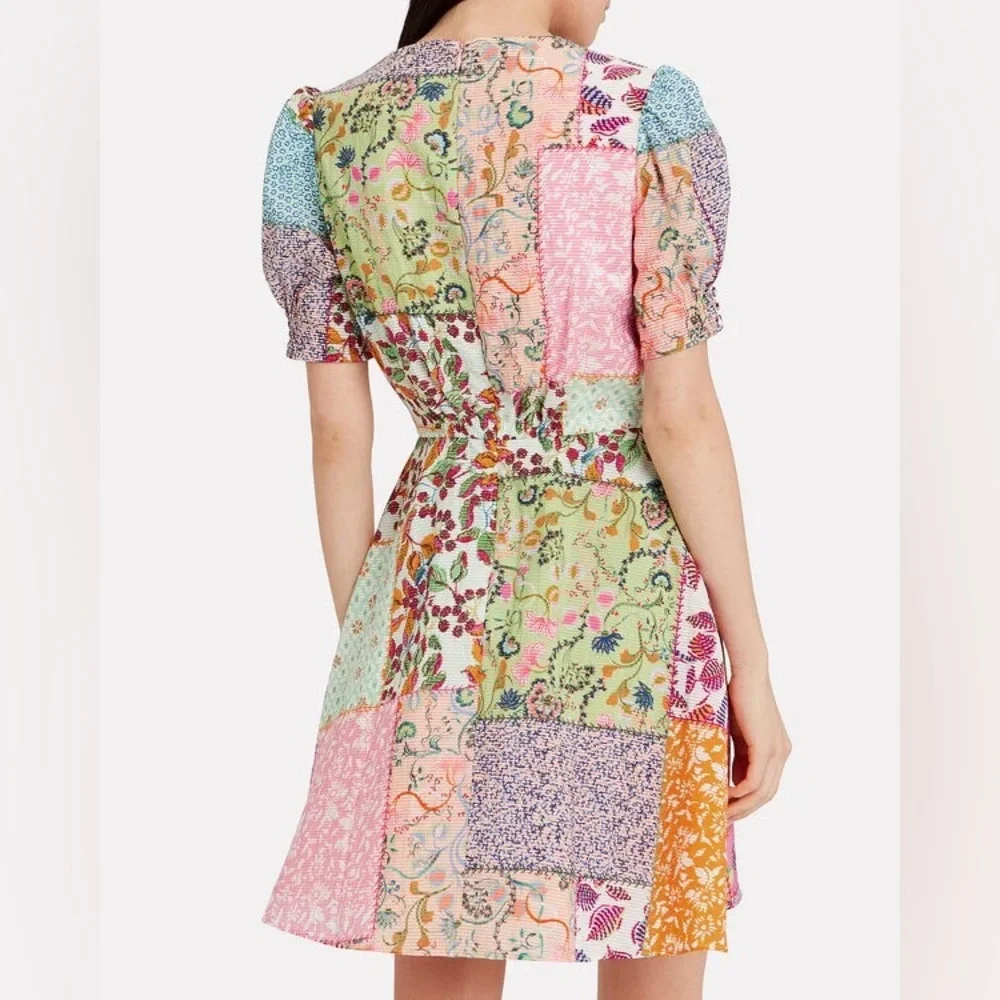 Saloni Lea Patchwork Mini Dress, US size 4 - Picture 4 of 11